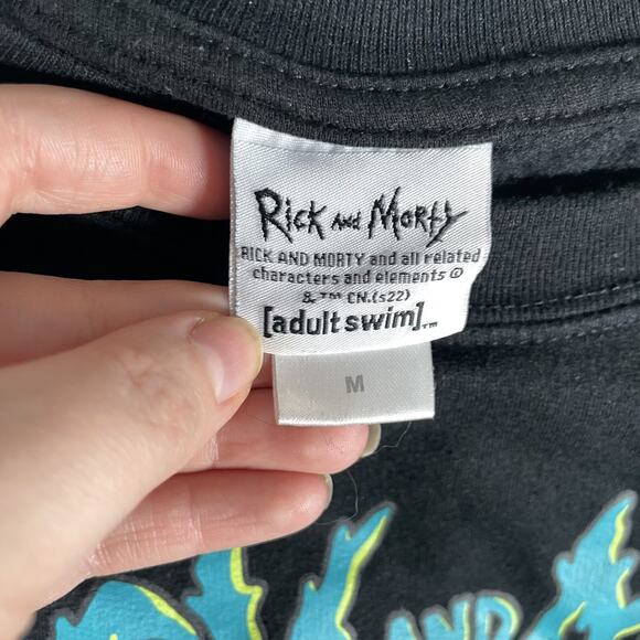 Rick & Morty Sweatshirt Mens Medium Trippy Black Adult Swim Psychedelic Crewneck - Picture 16 of 16